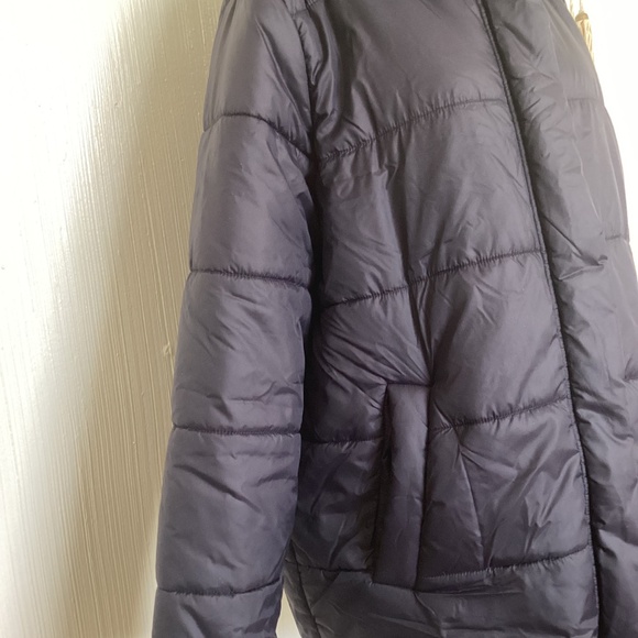 $388 Eileen Fisher Eggshell Recycled Nylon Short Puffer Coat Navy Ink Blue S - Picture 3 of 13